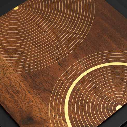 Geometric Waves Wood & Brass Wall Decor